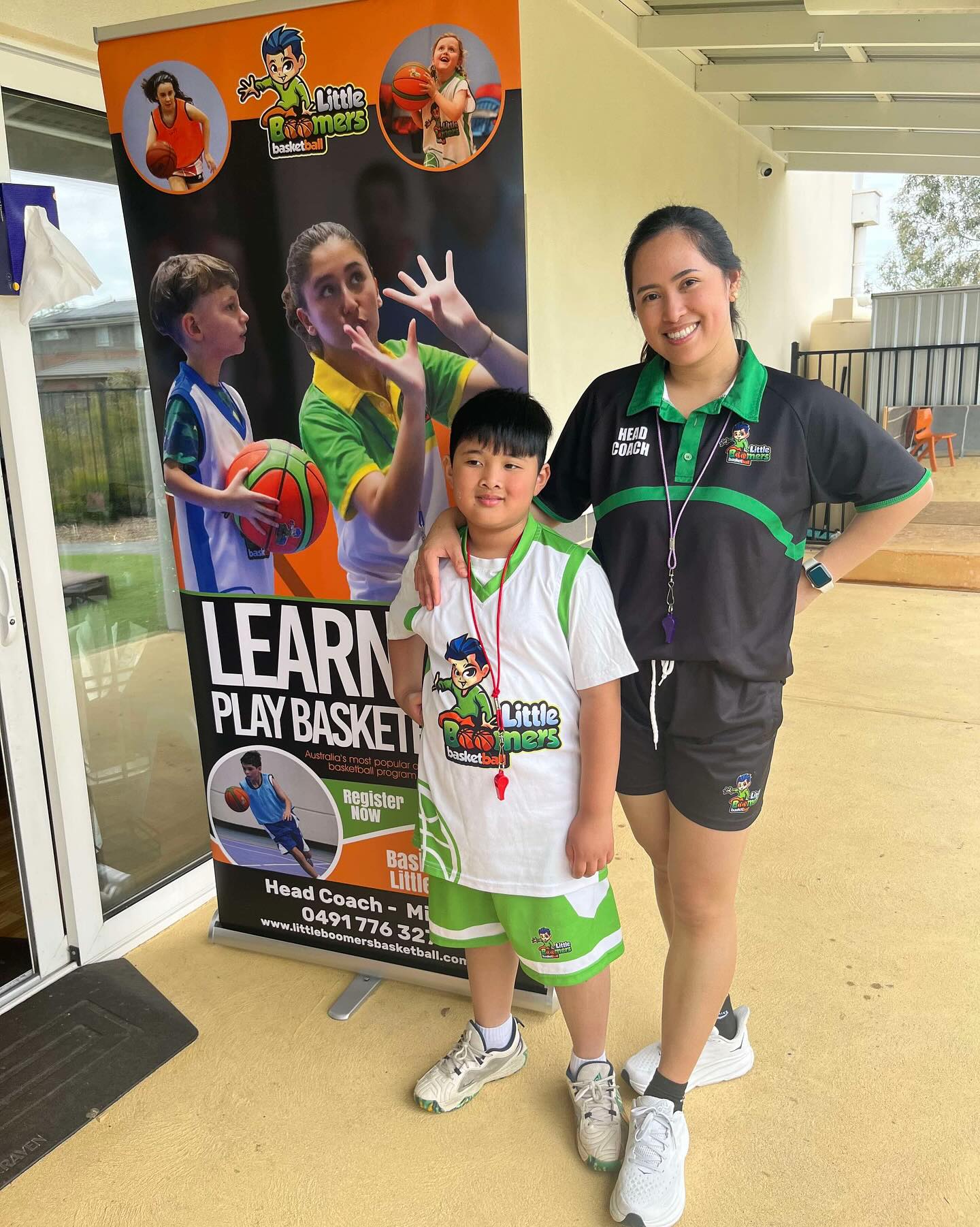 Roxanne with a Little Boomers Basketball student in Werribee